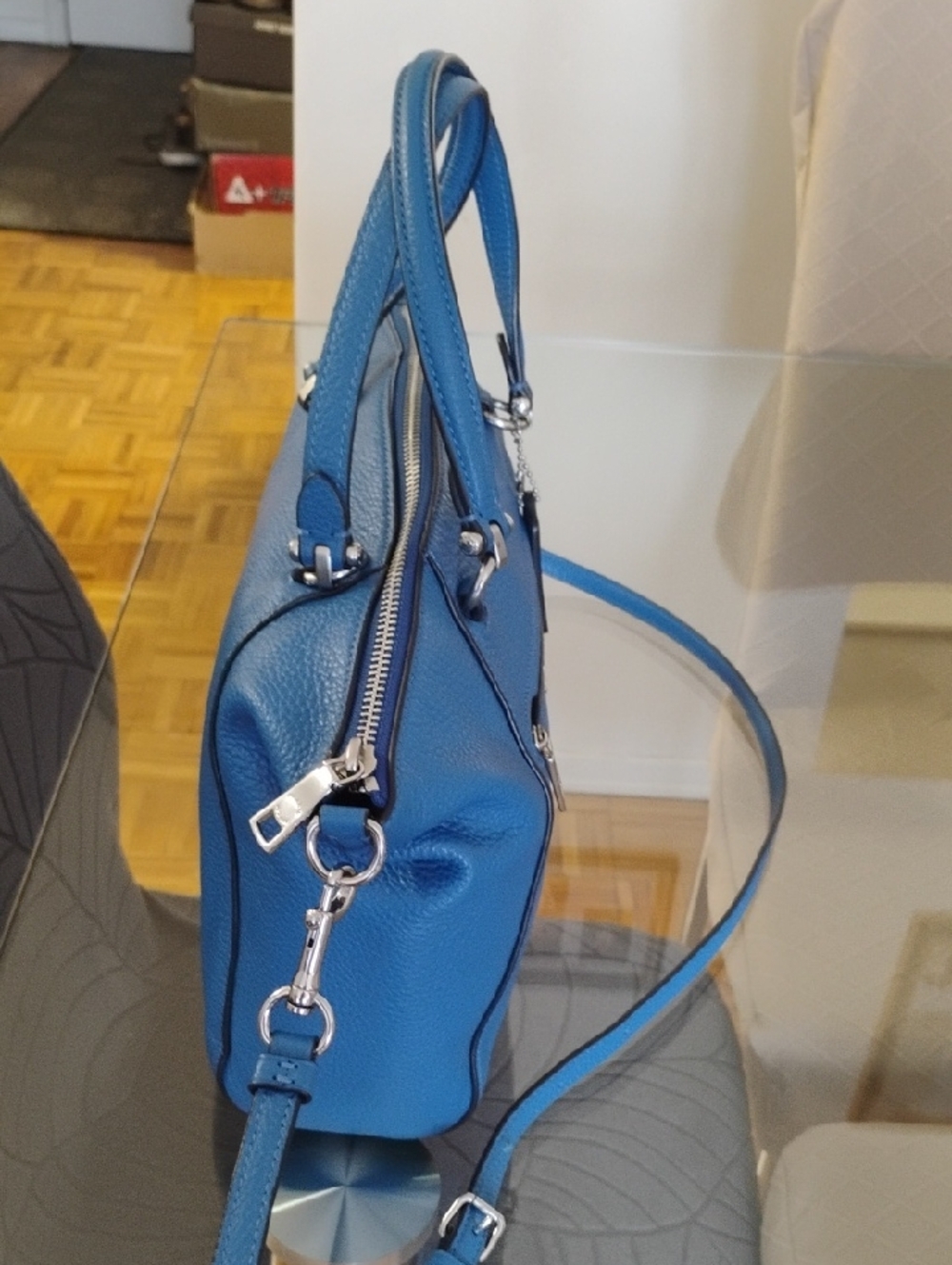 Coach Blue Pebbled Leather Crossbody Bag - Picture 3 of 8